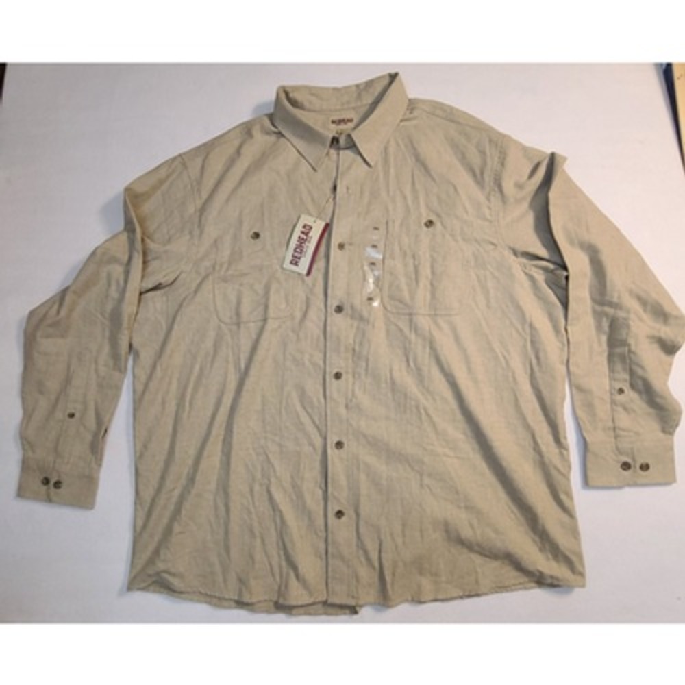 NWT RedHead Mens 3XL Tan Button Up Long Sleeve Outdoor Work Shirt Cotton Blend